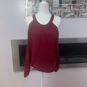 Express Women’s Top Blouse Cold-Shoulder Embroidered Size M